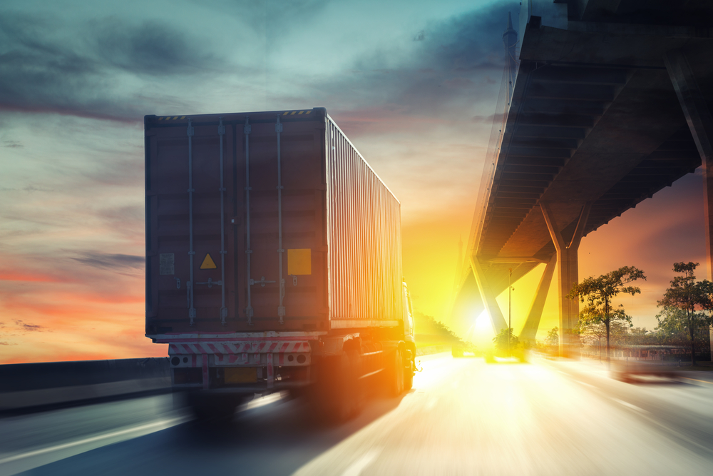 Container truck on the highway.