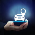 graphic of a car with a location ping
