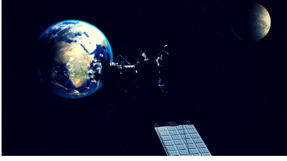 Global world telecommunication network with nodes connected around earth