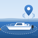 graphic of a boat being tracked in a marina